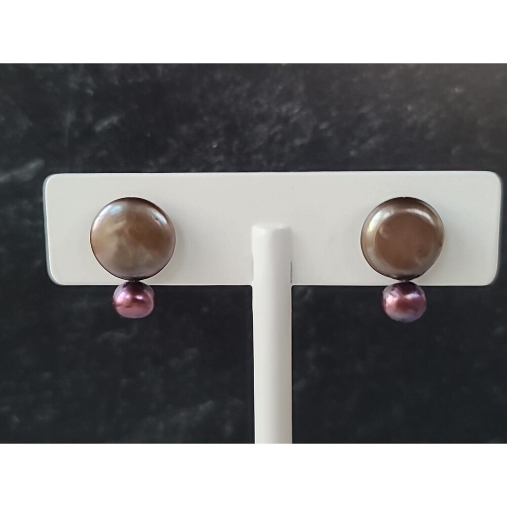 925 Sterling Silver Multicolored Pearl Stud Earrings Vintage READ Description